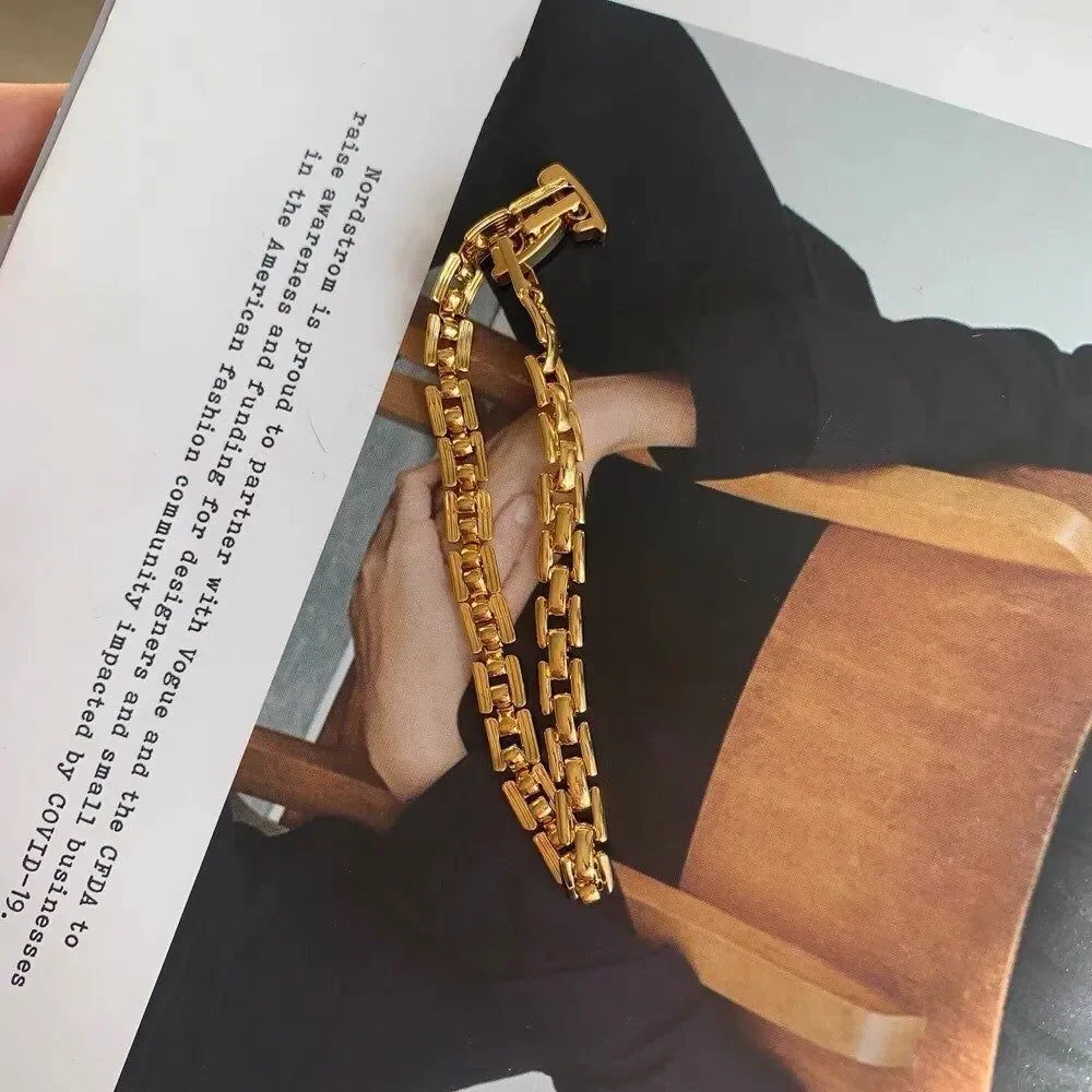 18K Gold GP Pantheon Chain Bracelet - Picture 2 of 4